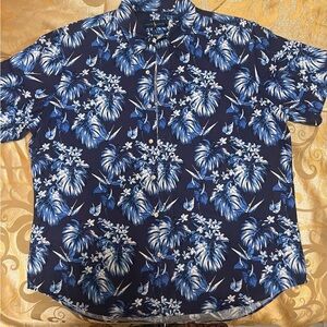 Polo Ralph Lauren Hawaiian Floral Camp Shirt- Thick Cotton XL- Navy